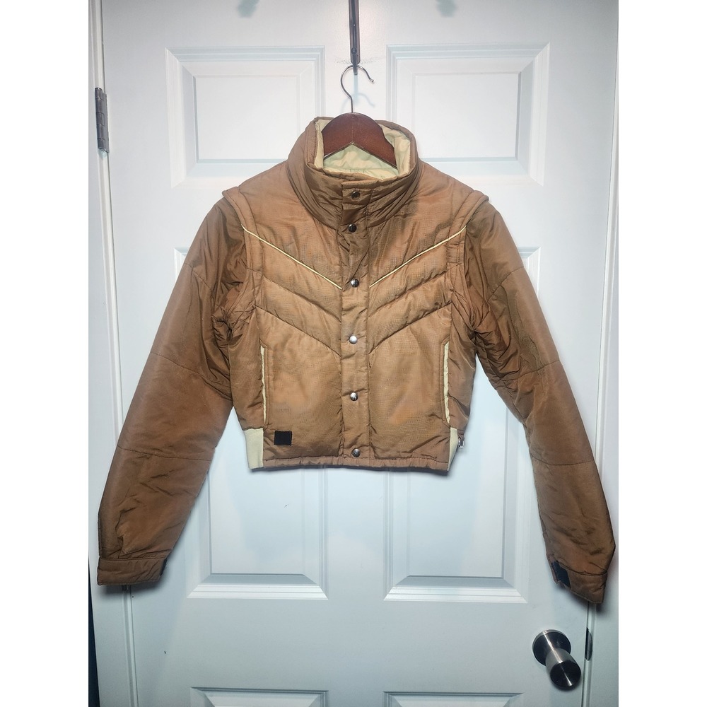 Vintage 80s Altra Boulder CO Convertible Puffer Jacket Vest Brown Women XS